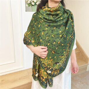 Lightweight Satin Scarves Large Capacity Green
